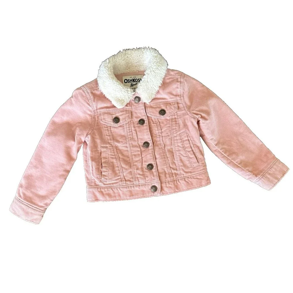 OshKosh Bgosh Toddler Girls 2T Pink Corduroy Jacket with Sherpa Collar